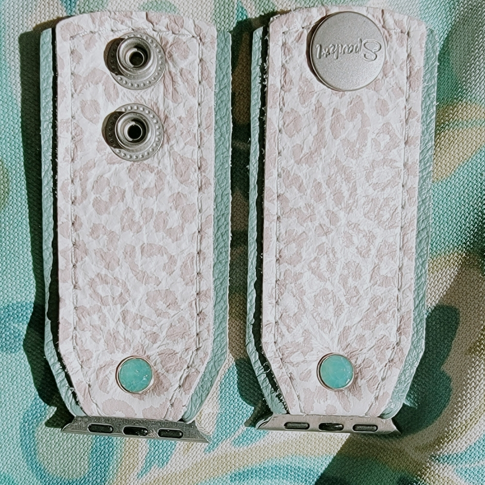 Sparkl Apple watchband Luxe linen leopard bow band XS 38 x 40mm with silver snap